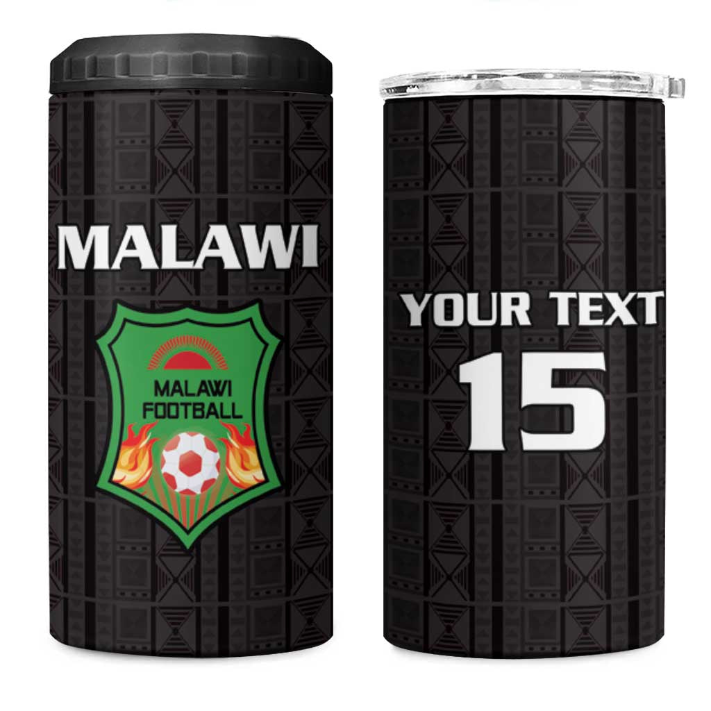 Custom Malawi Football 4 in 1 Can Cooler Tumbler Go Champions - Black - African Pride