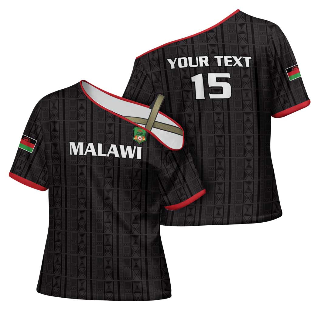 Custom Malawi Football Cross Shoulder Shirt Come On Flames - Black