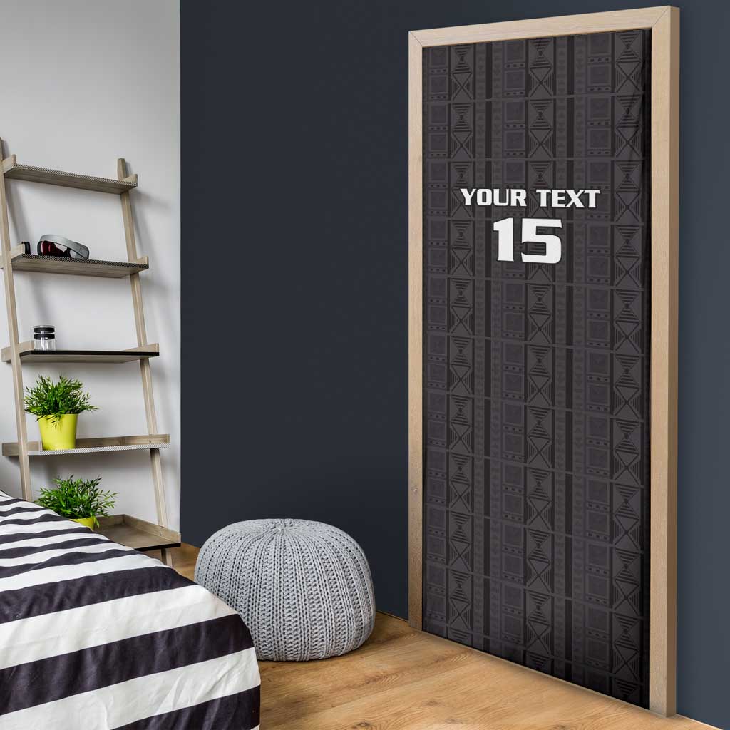 Custom Malawi Football Door Cover Come On Flames - Black