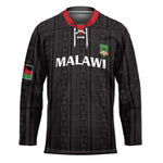 Custom Malawi Football Hockey Jersey Come On Flames - Black