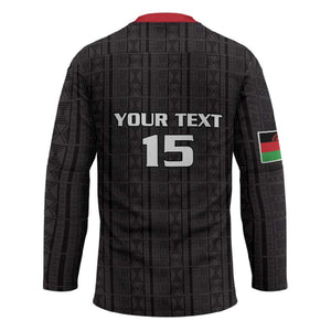 Custom Malawi Football Hockey Jersey Come On Flames - Black