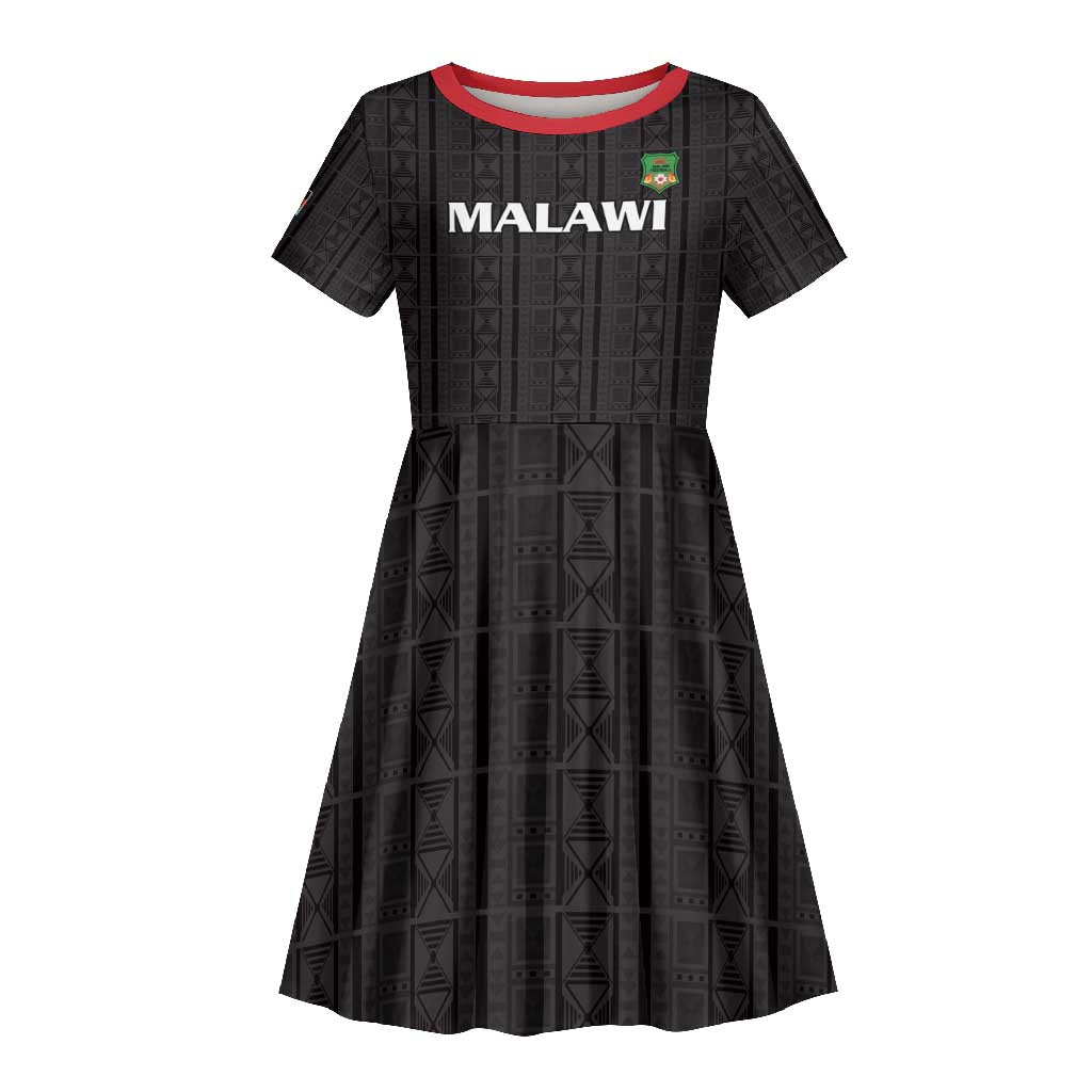Custom Malawi Football Kid Short Sleeve Dress Go Champions - Black - African Pride