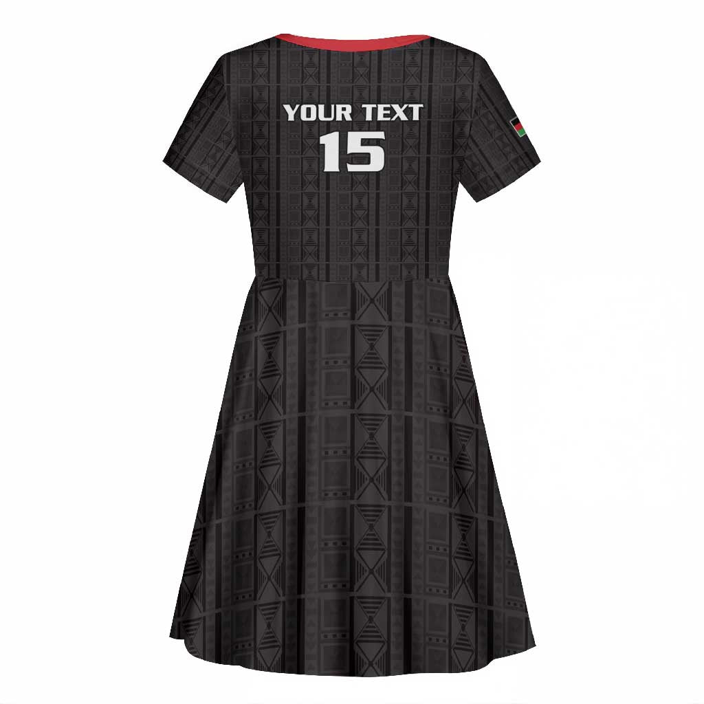 Custom Malawi Football Kid Short Sleeve Dress Go Champions - Black - African Pride