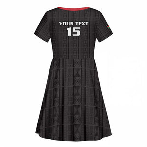 Custom Malawi Football Kid Short Sleeve Dress Go Champions - Black - African Pride
