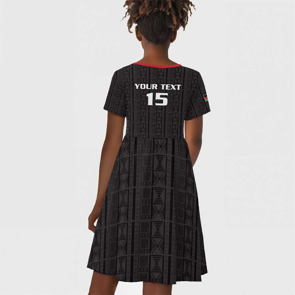 Custom Malawi Football Kid Short Sleeve Dress Go Champions - Black - African Pride