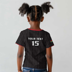 Custom Malawi Football Kid T shirt Go Champions - Black - African Pride
