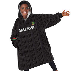 Custom Malawi Football Kid Wearable Blanket Hoodie Go Champions - Black - African Pride