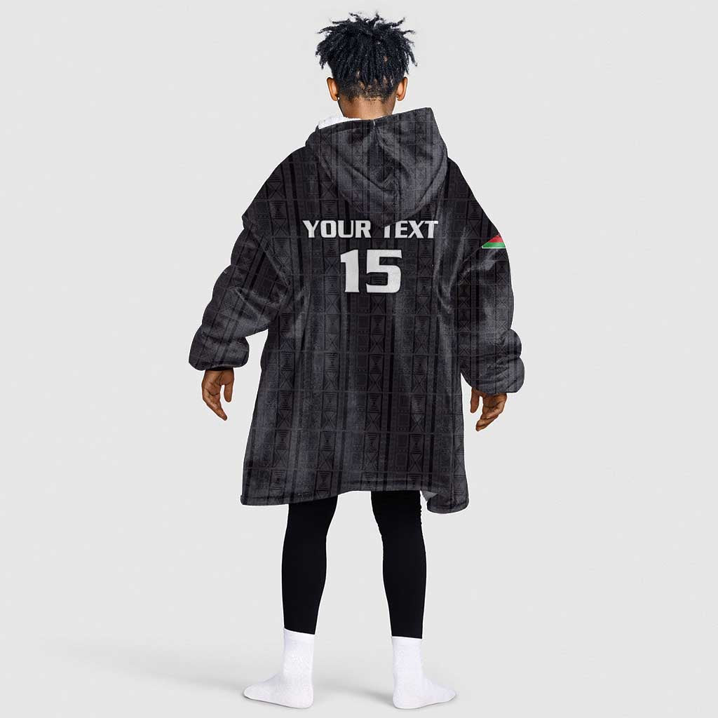 Custom Malawi Football Kid Wearable Blanket Hoodie Go Champions - Black - African Pride