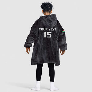 Custom Malawi Football Kid Wearable Blanket Hoodie Go Champions - Black - African Pride