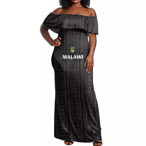 Custom Malawi Football Off Shoulder Maxi Dress Go Champions - Black - African Pride