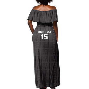 Custom Malawi Football Off Shoulder Maxi Dress Go Champions - Black - African Pride