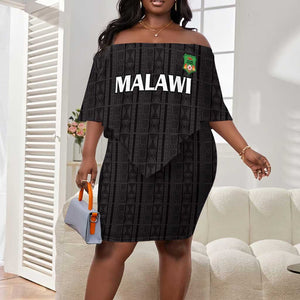 Custom Malawi Football Off Shoulder Short Dress Go Champions - Black - African Pride