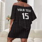 Custom Malawi Football Off Shoulder Short Dress Go Champions - Black - African Pride