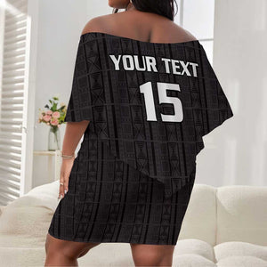 Custom Malawi Football Off Shoulder Short Dress Go Champions - Black - African Pride