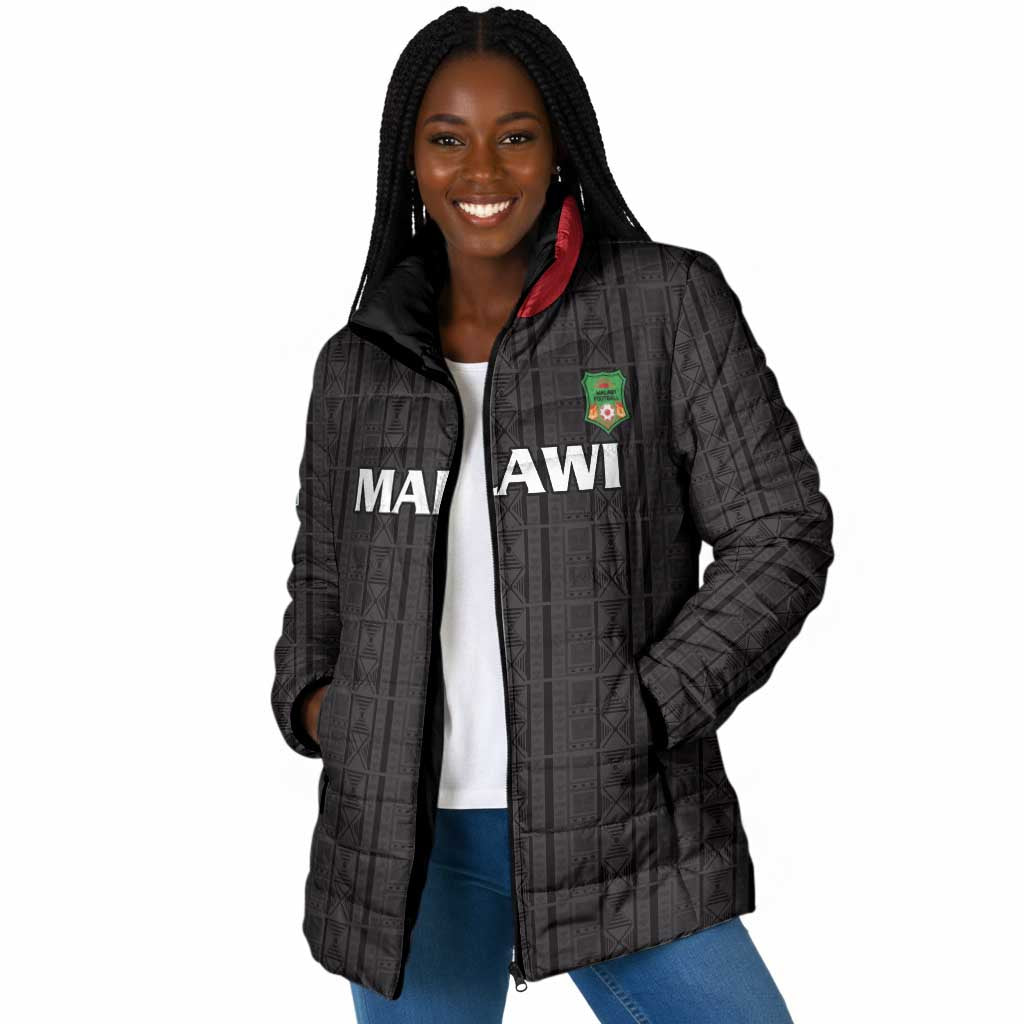 Custom Malawi Football Padded Jacket Come On Flames - Black