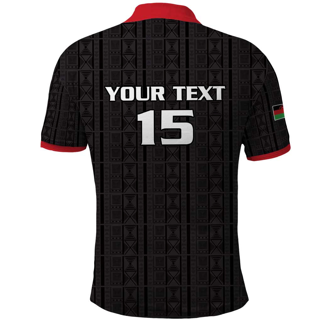 Custom Malawi Football Polo Shirt Go Champions - Black - African Pride