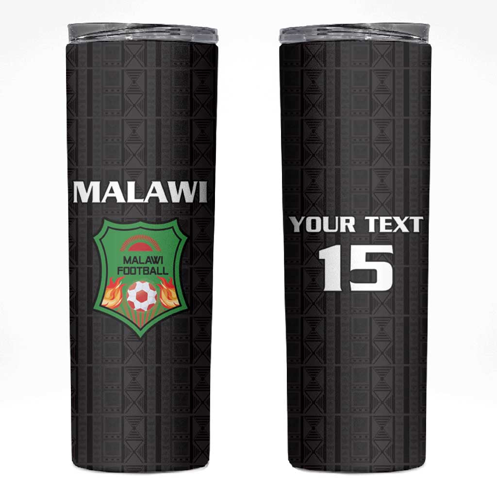 Custom Malawi Football Skinny Tumbler Go Champions - Black - African Pride
