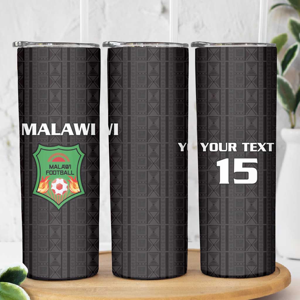 Custom Malawi Football Skinny Tumbler Go Champions - Black - African Pride