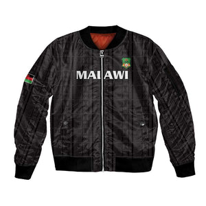 Custom Malawi Football Sleeve Zip Bomber Jacket Go Champions - Black - African Pride