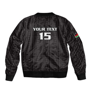 Custom Malawi Football Sleeve Zip Bomber Jacket Go Champions - Black - African Pride