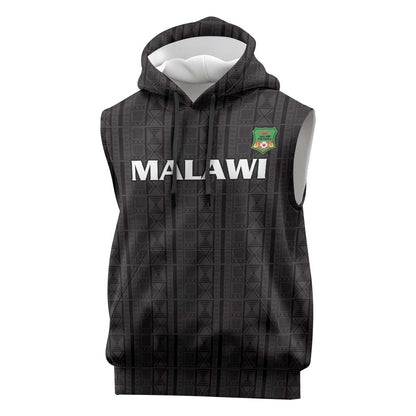 Custom Malawi Football Sleeveless Hoodie Go Champions - Black - African Pride