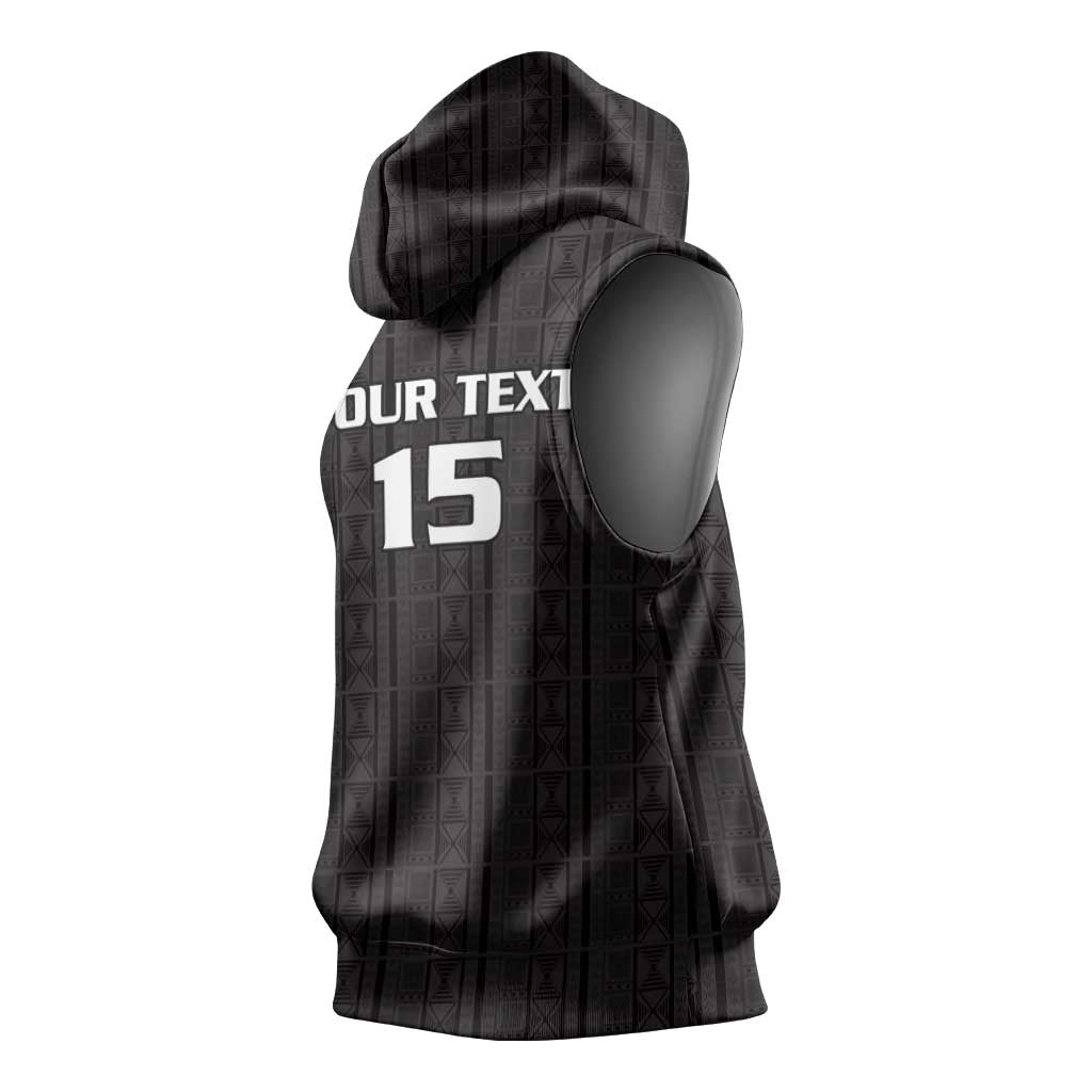 Custom Malawi Football Sleeveless Hoodie Go Champions - Black - African Pride