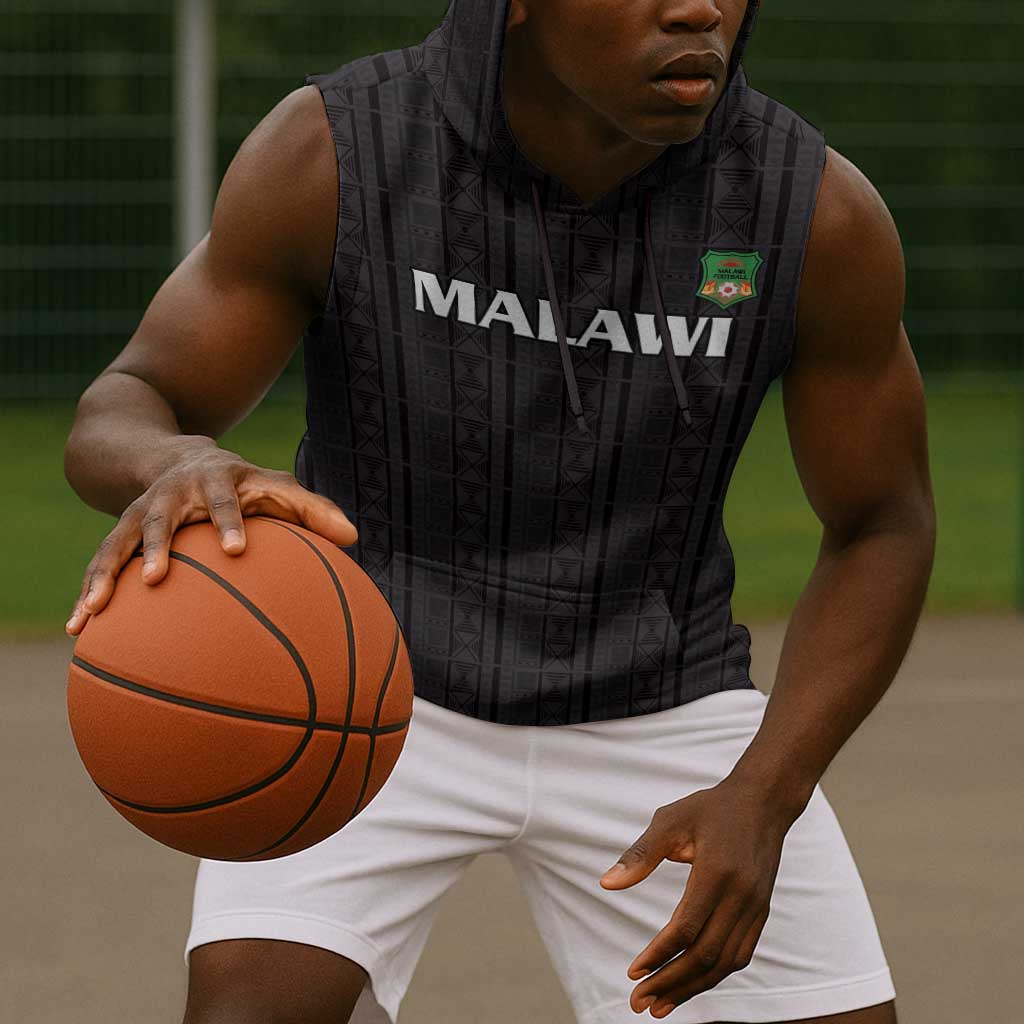 Custom Malawi Football Sleeveless Hoodie Go Champions - Black - African Pride