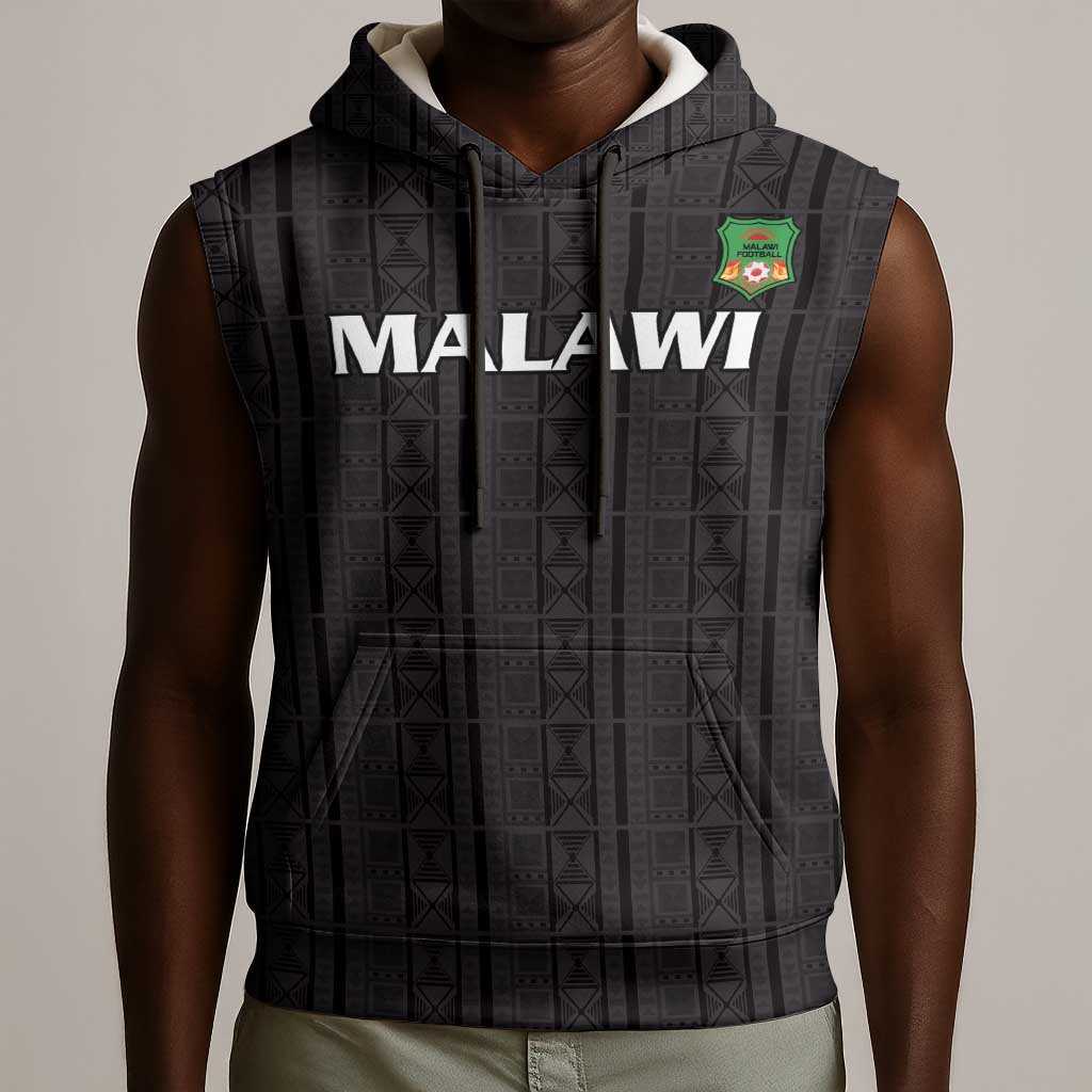 Custom Malawi Football Sleeveless Hoodie Go Champions - Black - African Pride