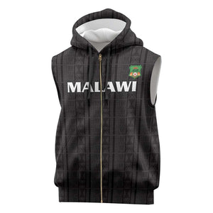 Custom Malawi Football Sleeveless Zip Hoodie Go Champions - Black - African Pride