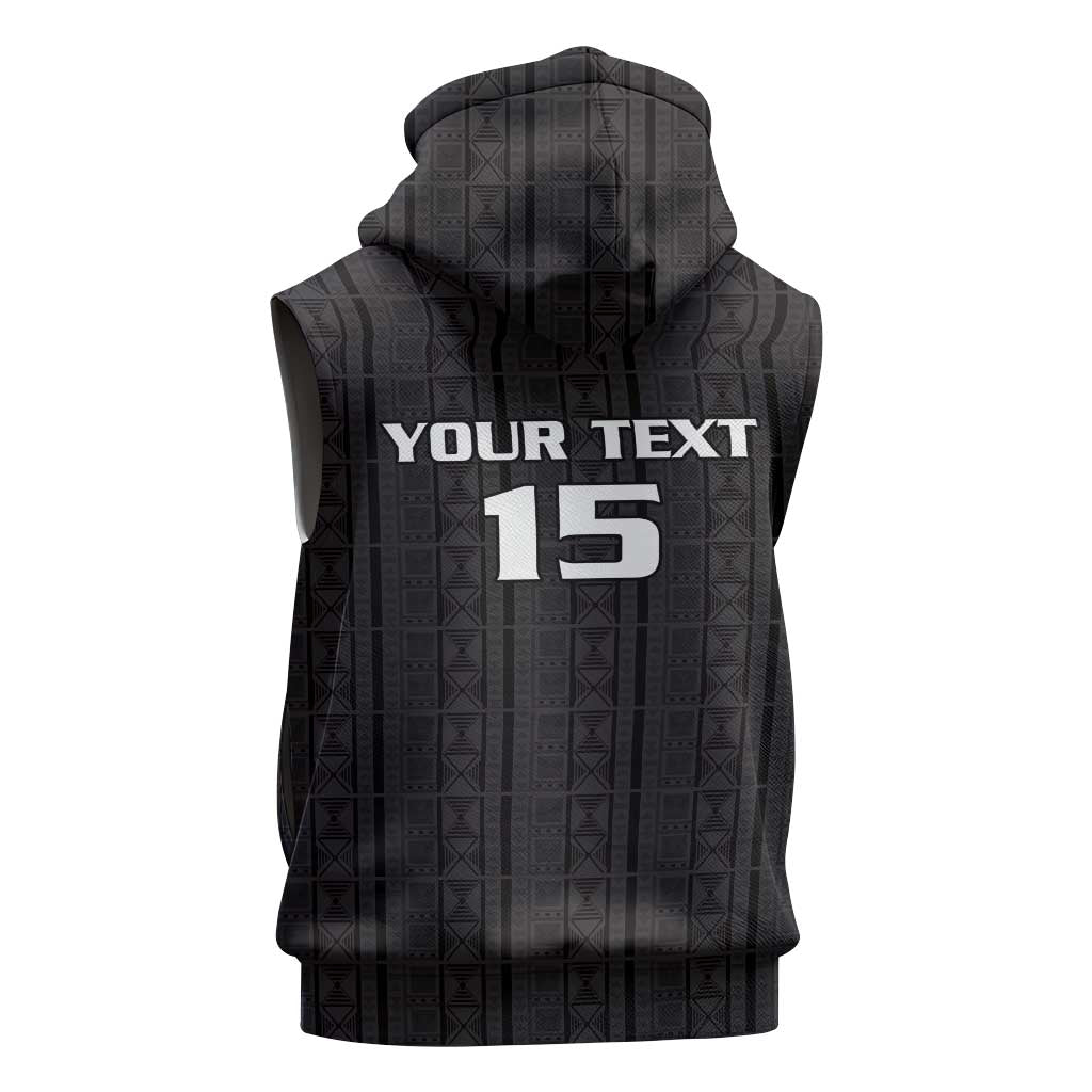 Custom Malawi Football Sleeveless Zip Hoodie Go Champions - Black - African Pride