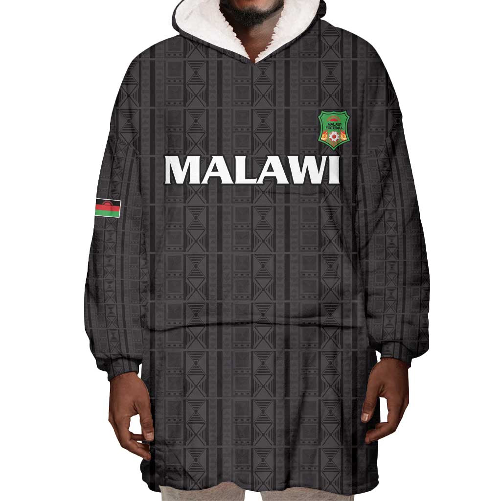 Custom Malawi Football Wearable Blanket Hoodie Go Champions - Black - African Pride