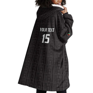 Custom Malawi Football Wearable Blanket Hoodie Go Champions - Black - African Pride