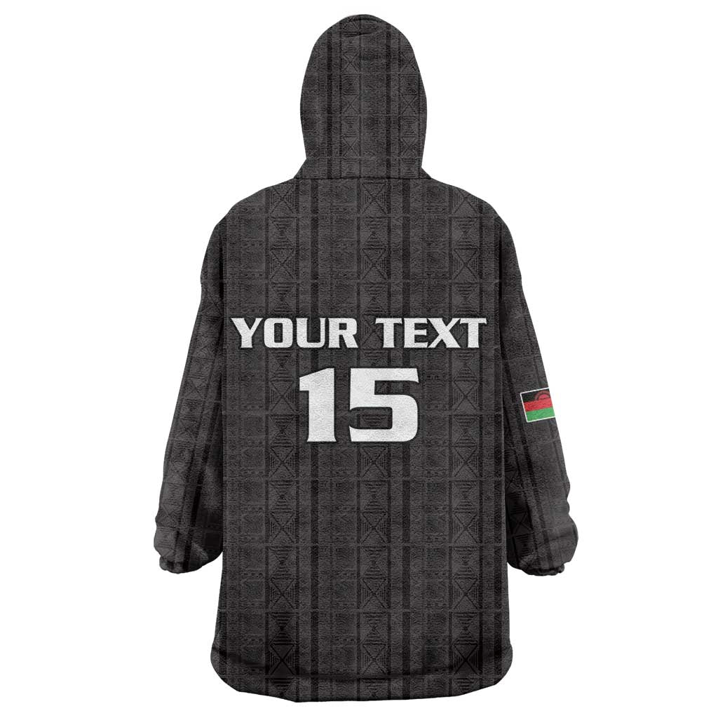 Custom Malawi Football Wearable Blanket Hoodie Go Champions - Black - African Pride