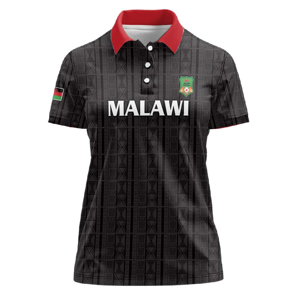 Custom Malawi Football Women Polo Shirt Go Champions - Black - African Pride