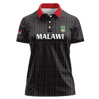 Custom Malawi Football Women Polo Shirt Go Champions - Black - African Pride