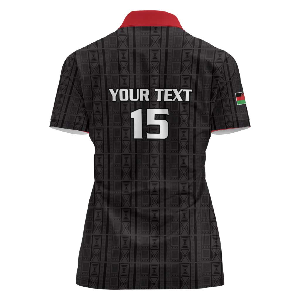Custom Malawi Football Women Polo Shirt Go Champions - Black - African Pride