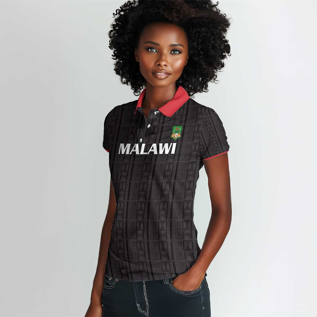 Custom Malawi Football Women Polo Shirt Go Champions - Black - African Pride