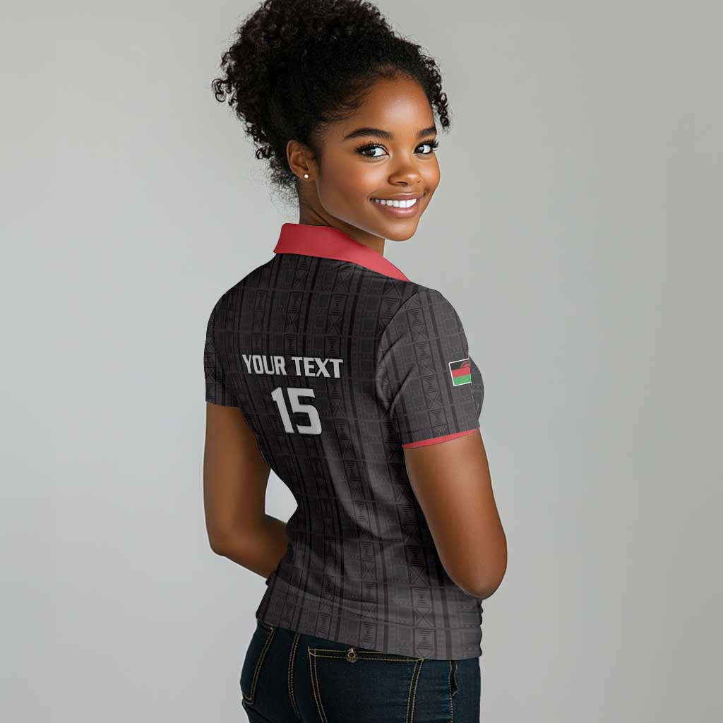 Custom Malawi Football Women Polo Shirt Go Champions - Black - African Pride