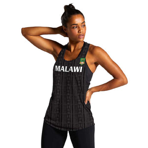 Custom Malawi Football Women Racerback Tank Go Champions - Black - African Pride