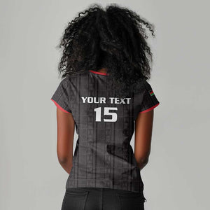 Custom Malawi Football Women V-Neck T-Shirt Go Champions - Black - African Pride