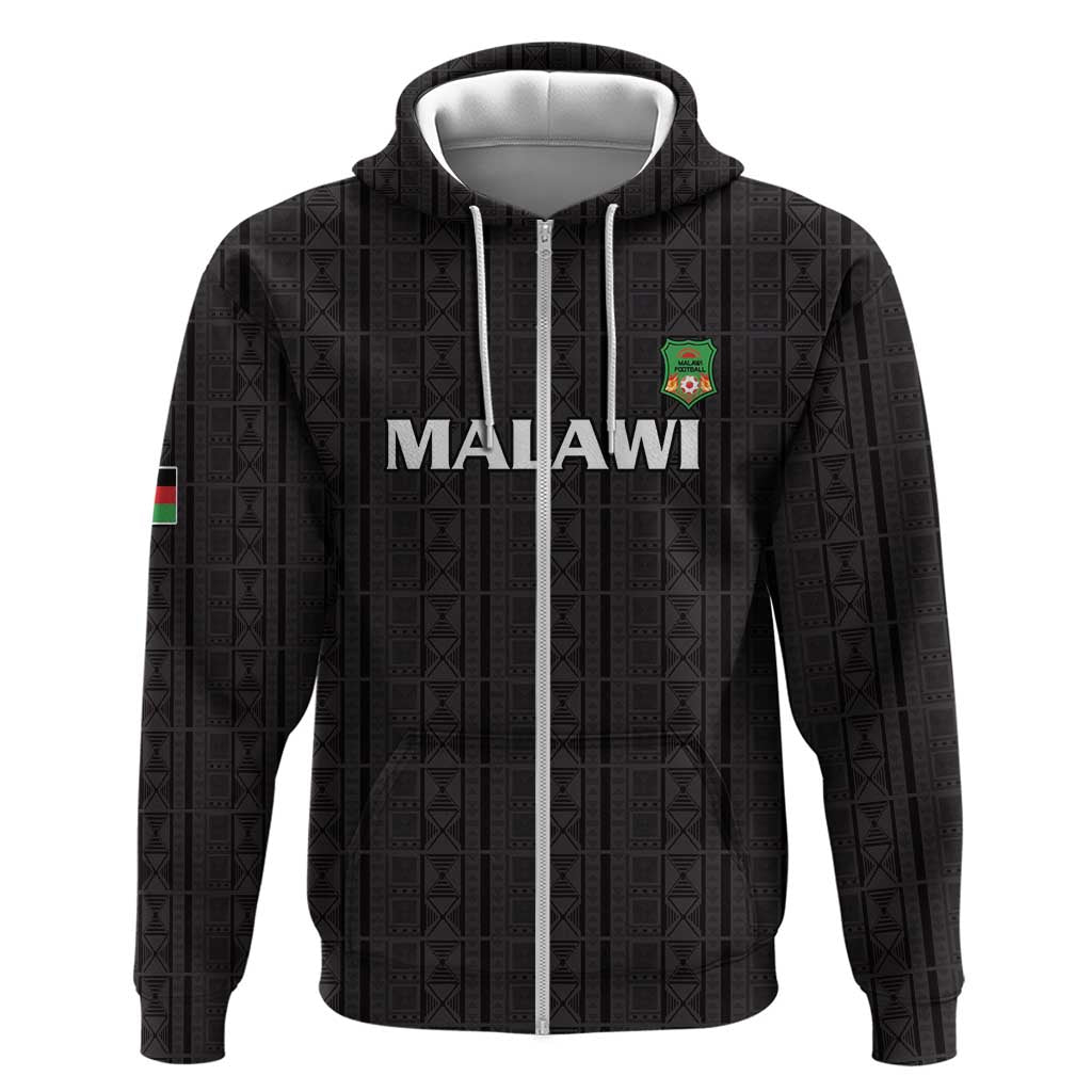 Custom Malawi Football Zip Hoodie Go Champions - Black - African Pride