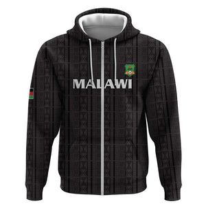 Custom Malawi Football Zip Hoodie Go Champions - Black - African Pride