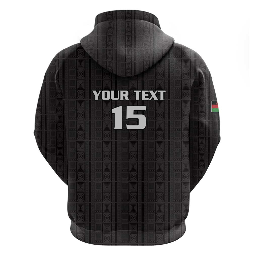 Custom Malawi Football Zip Hoodie Go Champions - Black - African Pride