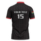 Custom Malawi Football Zipper Polo Shirt Come On Flames - Black