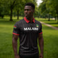 Custom Malawi Football Zipper Polo Shirt Come On Flames - Black