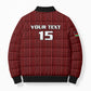 Custom Malawi Football Bomber Puffer Jacket Come On Flames - Red