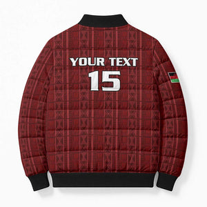 Custom Malawi Football Bomber Puffer Jacket Come On Flames - Red