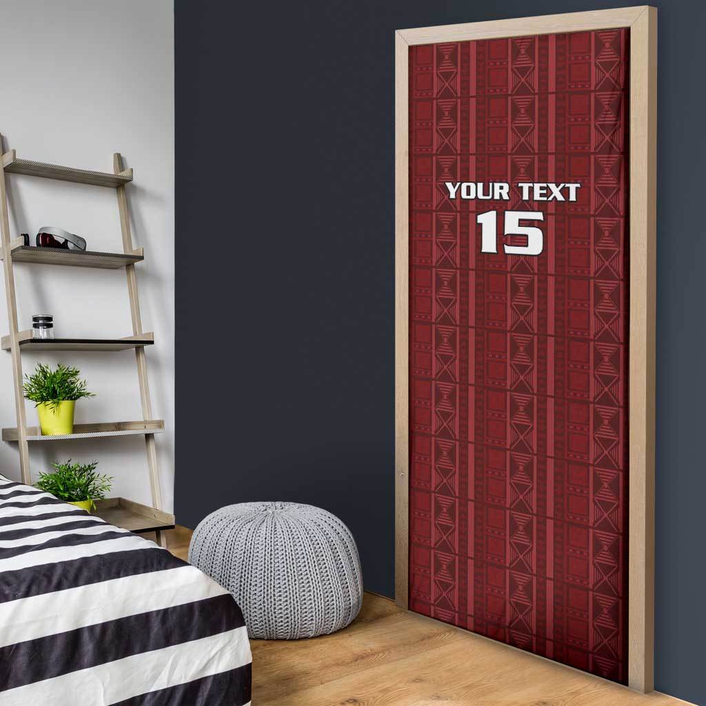 Custom Malawi Football Door Cover Come On Flames - Red