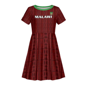 Custom Malawi Football Kid Short Sleeve Dress Go Champions - Red - African Pride