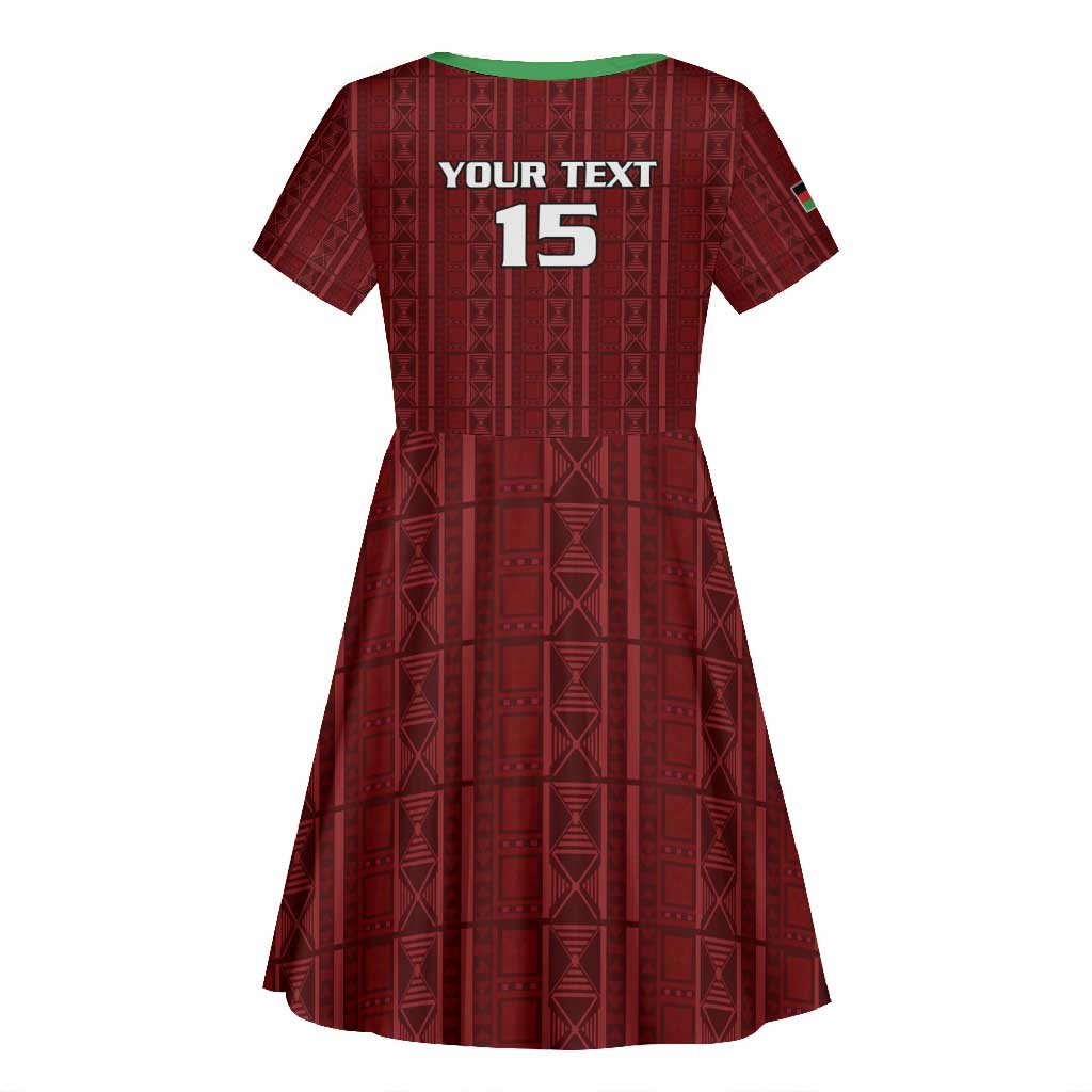 Custom Malawi Football Kid Short Sleeve Dress Go Champions - Red - African Pride